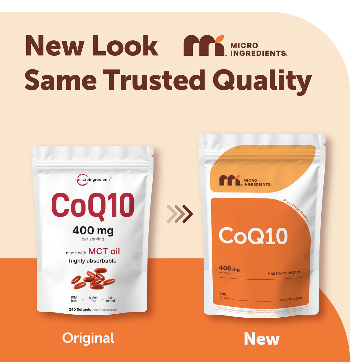 Micro Ingredients CoQ10 400 mg Per Serving, 240 Softgels | Made with Coconut MCT Oil | Coenzyme Q10 (Ubiquinone) | Non-GMO Micro Ingredients