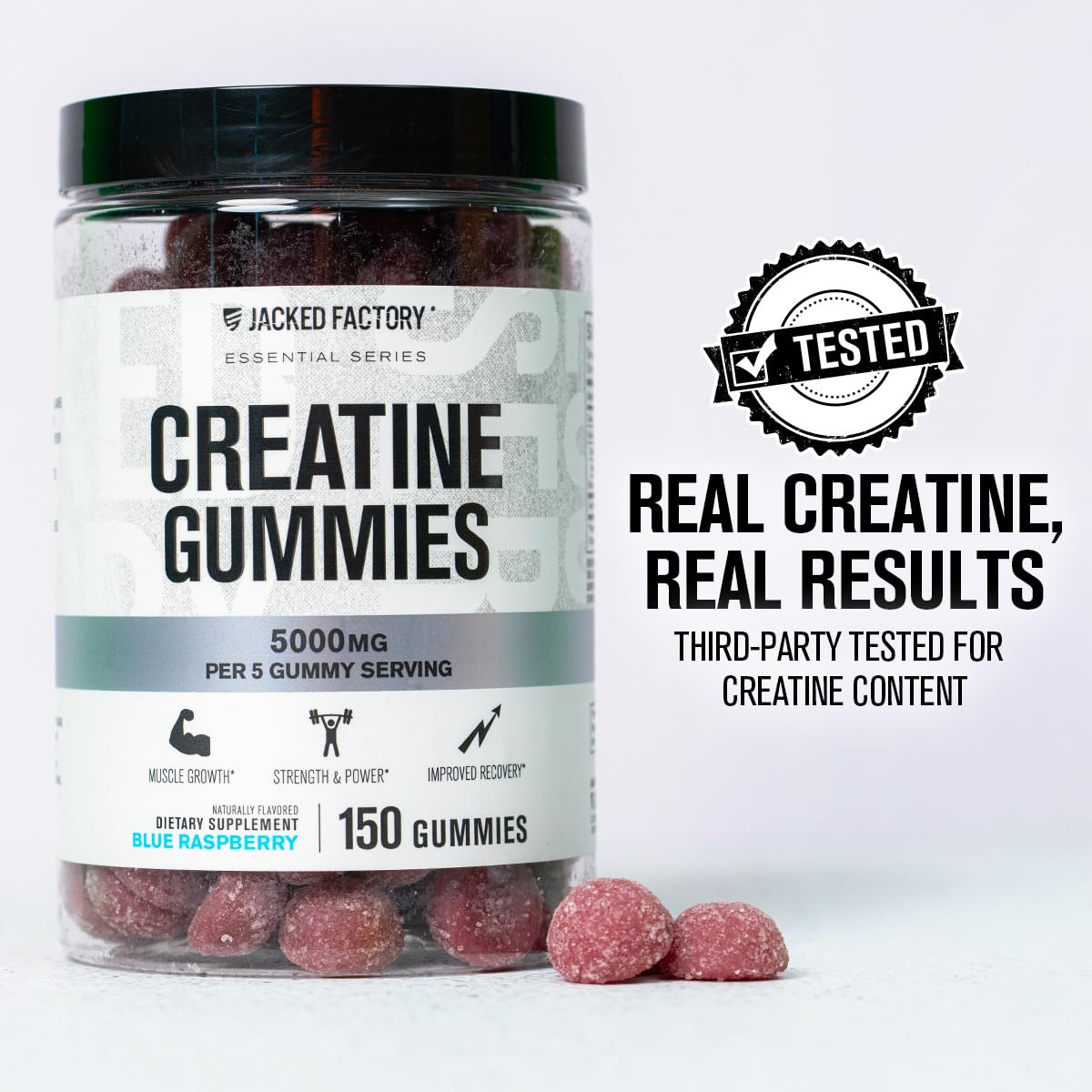 Jacked Factory Creatine Gummies 5g Daily Dose (1g per Gummy) - Creatine Gummy for Men and Women, Vegan-Friendly, Travel-Friendly, Third-Party Tested - 150 Gummies, Blue Raspberry Jacked Factory buy australia supplements