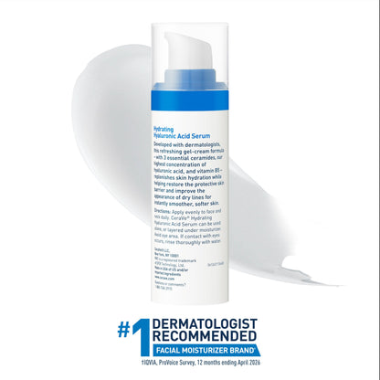 CeraVe Hyaluronic Acid Serum for Face, Hydrating Serum for Dry Skin, 1oz CeraVe