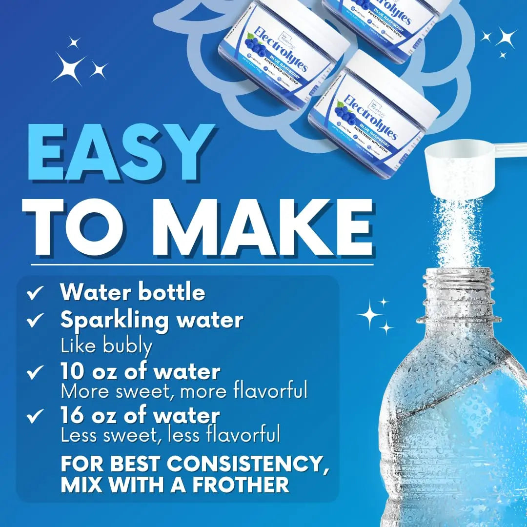 Zero Sugar - Blue Raspberry Electrolytes Powder - Refreshing Hydration - Caffeine Free Energy - All Natural Ingredients - Vegan, Keto and Paleo - Sugar Free Electrolyte Powder Drink Mix - 37 Servings My Adventure to Fit