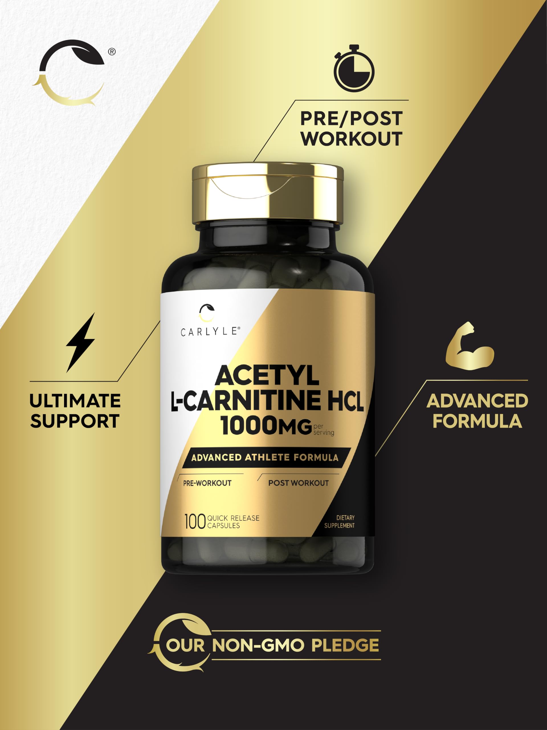 Carlyle Acetyl L-Carnitine HCL | 1000mg | 100 Capsules | Advanced Athlete Formula | Pre-Workout Supplement | Non-GMO & Gluten Free Carlyle buy australia supplements