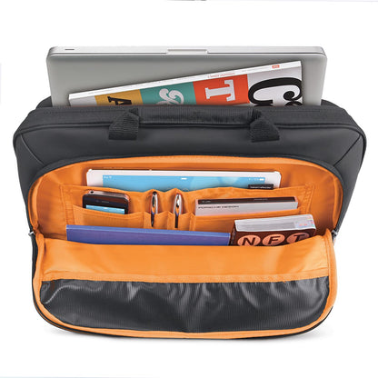 Solo New York Briefcase - 13.3" Laptop Carrying Bag for Women & Men, Brief for Travel & Work - Ace Slim, Black & Orange Gsupps Australia