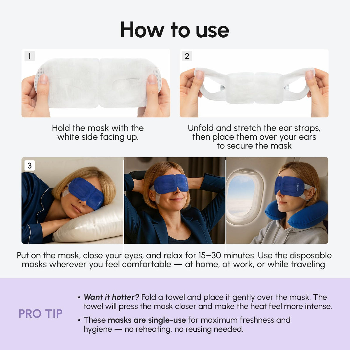 MAREE Heated Eye Masks for Dry Eyes – Disposable Lavander Steam Eye Mask MAREE