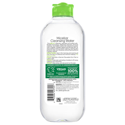 Garnier Micellar Water for Oily Skin, Facial Cleanser & Makeup Remover, Mattifying, For All Skin Types, Vegan, Cruelty Free, 13.5 Fl Oz (400mL), 1 Count Garnier