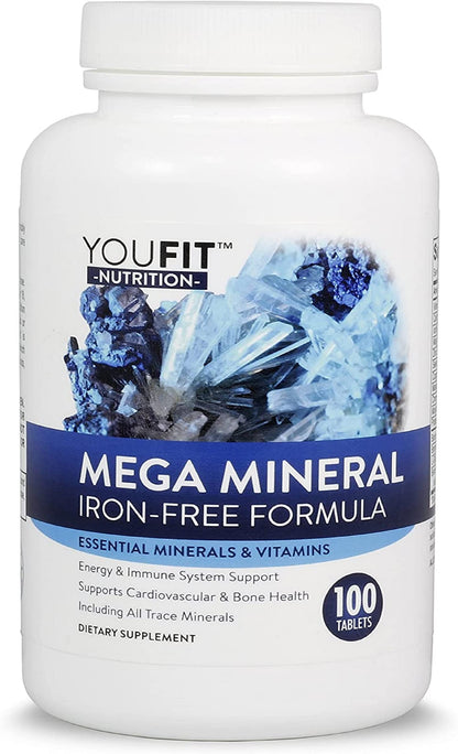Mega Minerals Supplement by Youfit Nutrition | Trace Minerals | Premium Formula with Source of Minerals and Immune Health Support | Iron Free | All in One YouFit Nutrition