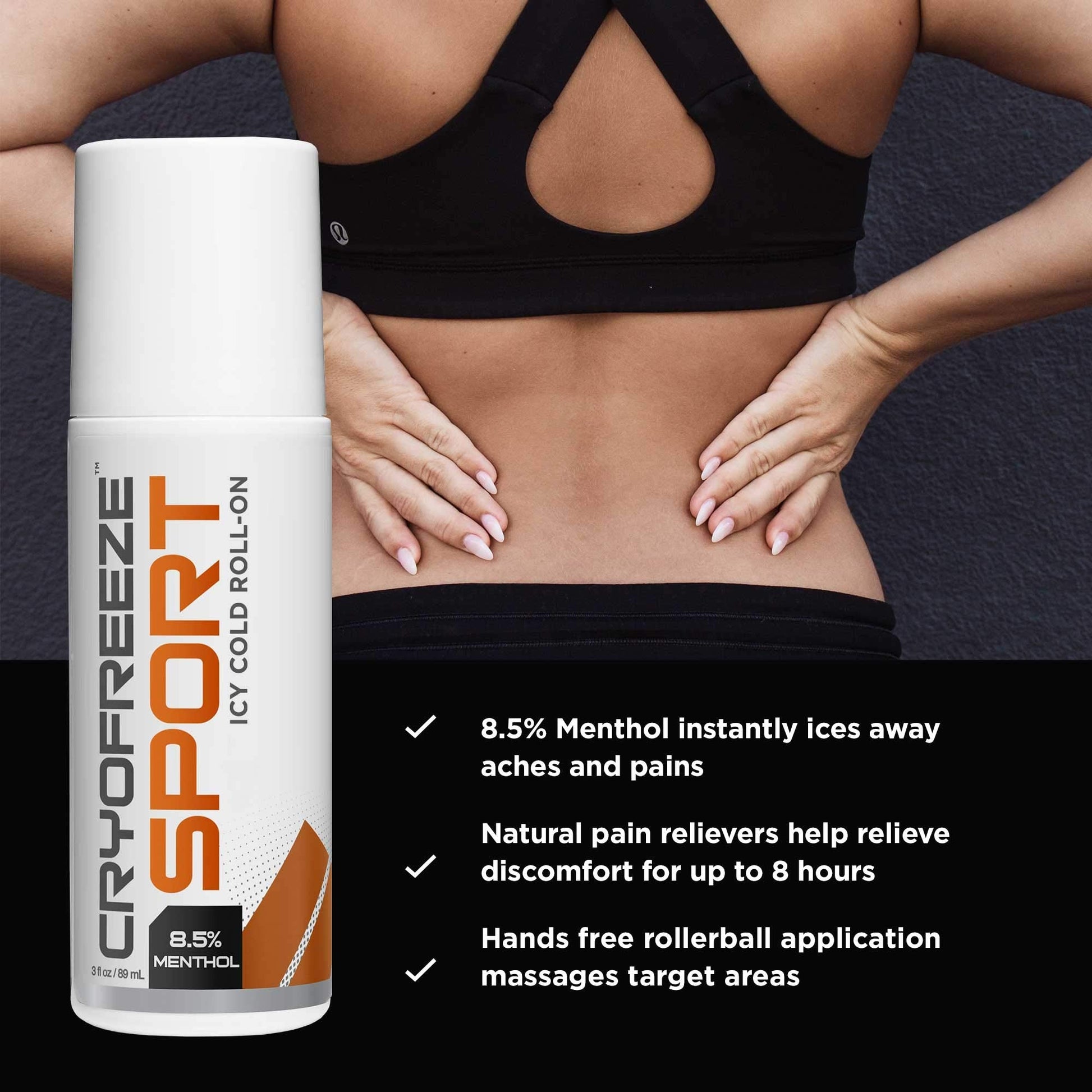 OMAX 3 Bottles CryoFreeze Sport ICY Cold Pain Relief Roll-On, 8.5% Menthol, Natural Pain Relief - 3 Bottles (3 oz Each) OMAX buy australia supplements