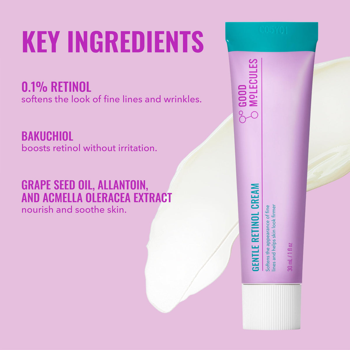 Good Molecules Gentle Retinol Cream, Retinol Night Cream for Face, 1 fl oz Good Molecules