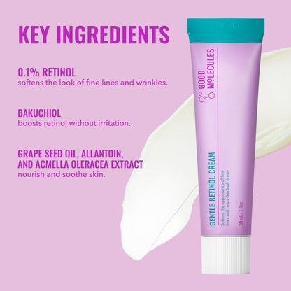 Good Molecules Gentle Retinol Cream, Retinol Night Cream for Face, 1 fl oz Good Molecules