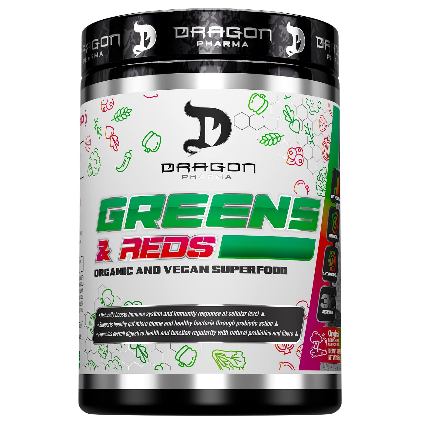 DRAGON PHARMA Greens and Reds, Over 23 Nutritious Superfoods, Reds and Vegetables, Optimal Health and Wellness (30 Servings, Original) DRAGON PHARMA buy australia supplements