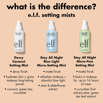 e.l.f. Stay All Night Micro-Fine Setting Mist, Hydrating & Refreshing Makeup Setting Spray For 16HR Wear-time, Vegan & Cruelty-Free, 2.7 Fl Oz e.l.f.