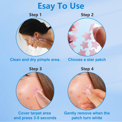 Jo Dominic Pimple stars Patches for Face, 4 Size 320 Counts Acne Patches, Hydrocolloid Patches for CoveringZits and Blemishes, Tea Tree Oil Jo Dominic