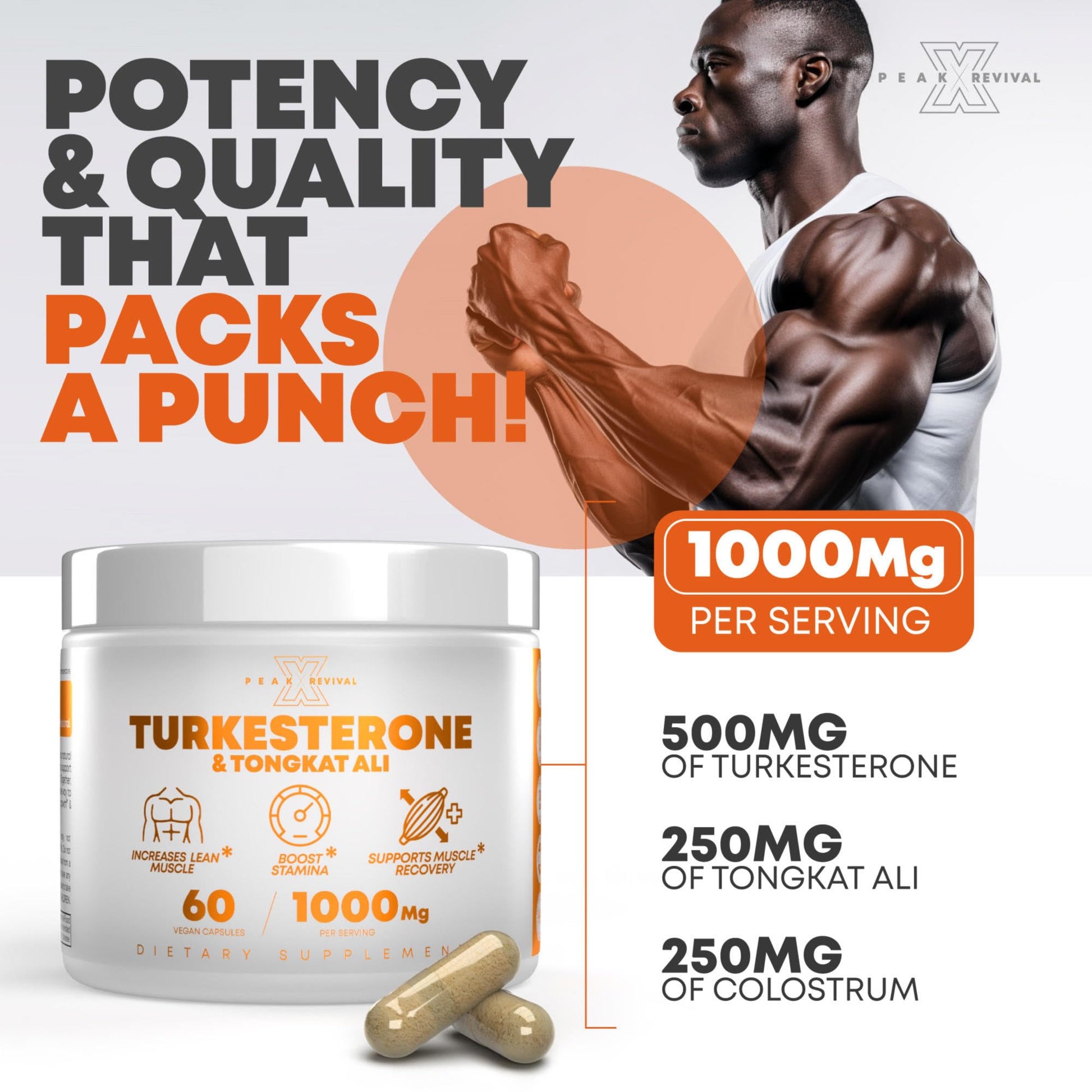 Peak Revival-X Turkesterone & Tongkat Ali 1000mg Supplement - 500mg Ajuga Turkestanica Per Serving Increase Stamina, Lean Muscle Growth & Recovery - Made in The USA (60 Capsules) Peak Revival-X buy australia supplements
