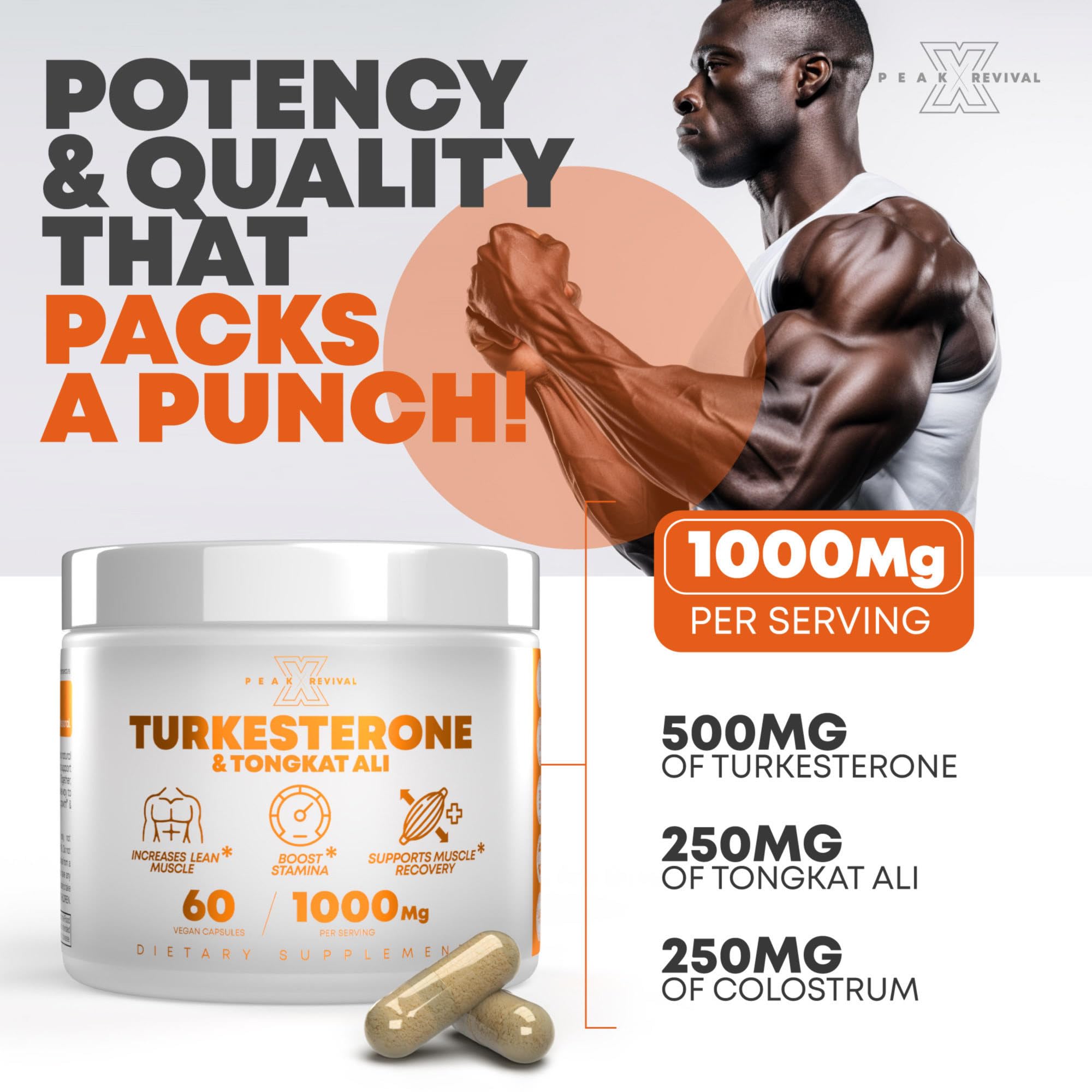 Peak Revival-X Turkesterone & Tongkat Ali 1000mg Supplement - 500mg Ajuga Turkestanica Per Serving Increase Stamina, Lean Muscle Growth & Recovery - Made in The USA (60 Capsules) Peak Revival-X buy australia supplements