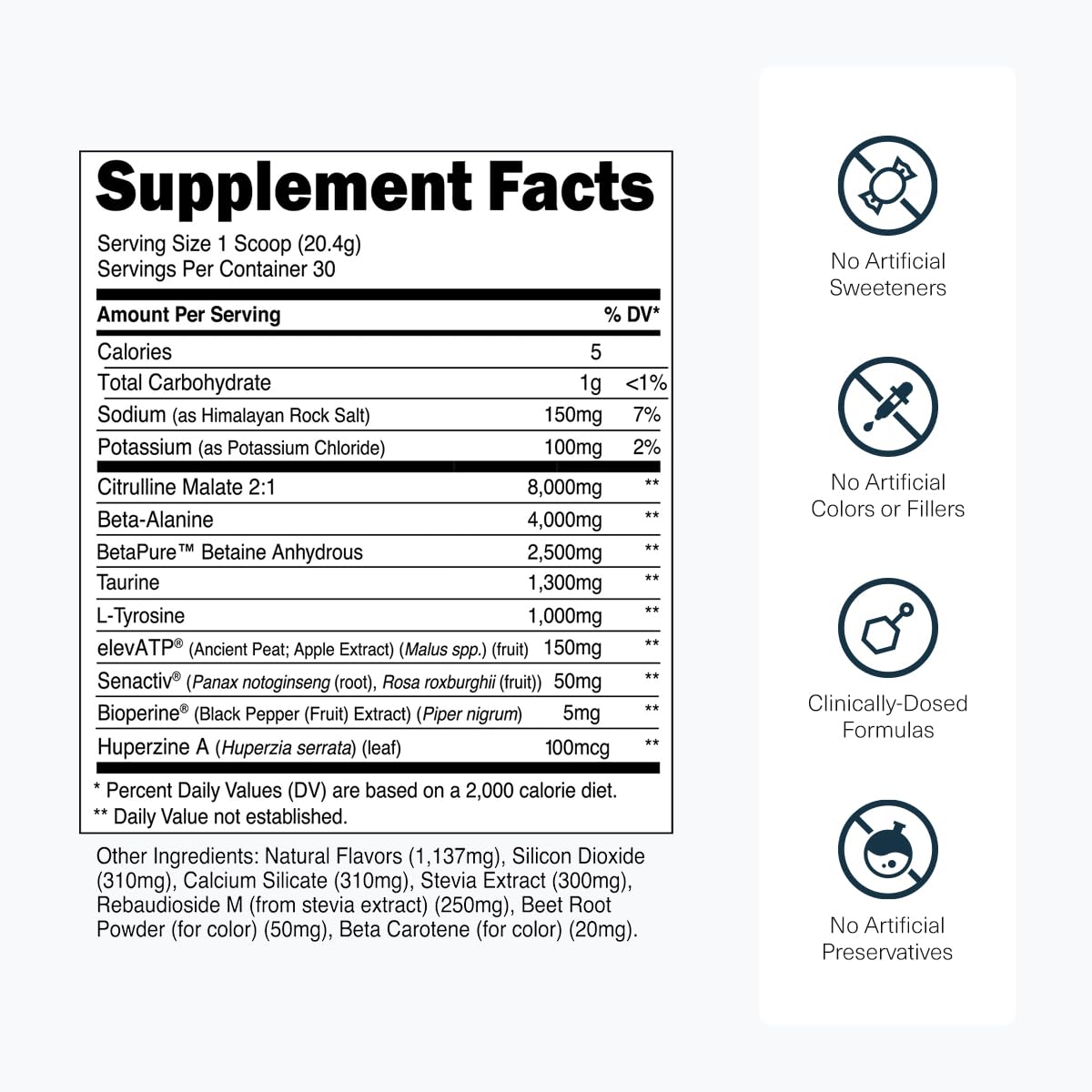 Transparent Labs Stim-Free Pre-Workout - Caffeine & Stim Free Pre Workout Powder for Men and Women with Beta Alanine Powder, Citrulline Malate, & elevATP - 30 Servings, Strawberry Lemonade