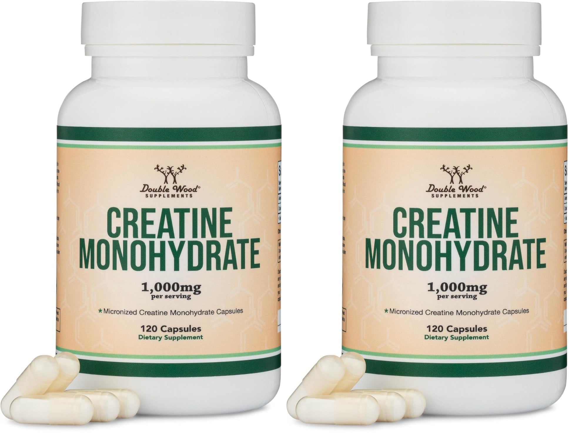 Creatine Monohydrate Capsules - 1g per Serving, 120 Count - No Fillers, Vegan Safe, Non-GMO, Gluten Free by Double Wood (Pack of 2) Double Wood Supplements buy australia supplements