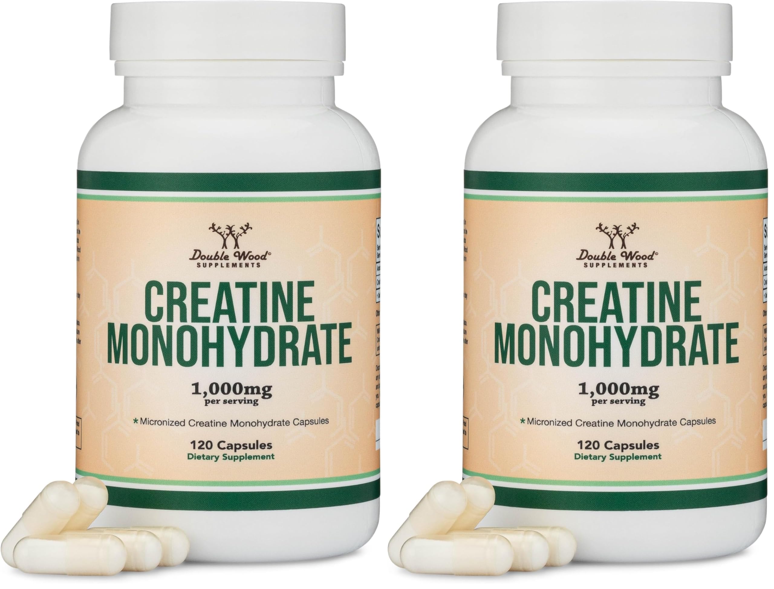 Creatine Monohydrate Capsules - 1g per Serving, 120 Count - No Fillers, Vegan Safe, Non-GMO, Gluten Free by Double Wood (Pack of 2) Double Wood Supplements buy australia supplements