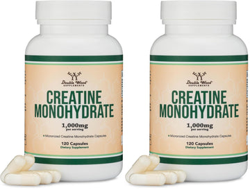 Creatine Monohydrate Capsules - 1g per Serving, 120 Count - No Fillers, Vegan Safe, Non-GMO, Gluten Free by Double Wood (Pack of 2) Double Wood Supplements buy australia supplements