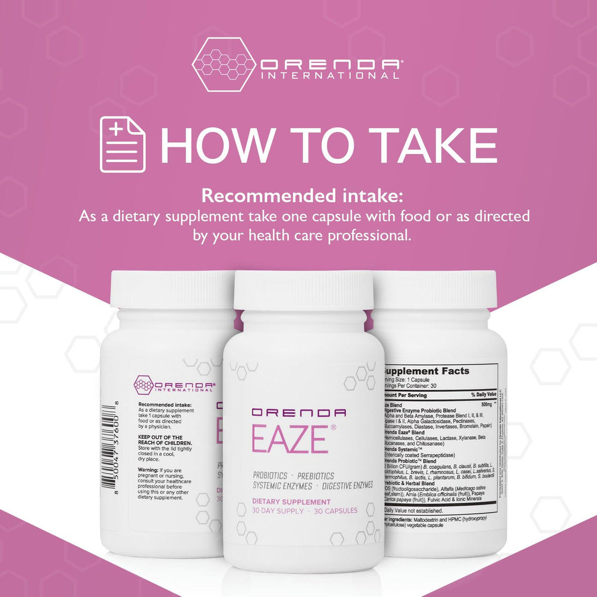 Orenda Eaze®: Gut Wellness Capsules | 6-in-1 Digestive Support with Probiotics, Endospores, Peptizyme-SP EN, Prebiotics, and Digestive Enzymes Orenda International