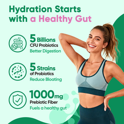 Venture Pal 2-in-1 Hydration Packets + Gut Health Electrolytes Powder - 7 Electrolytes & 5 Vitamins, Probiotics Venture Pal