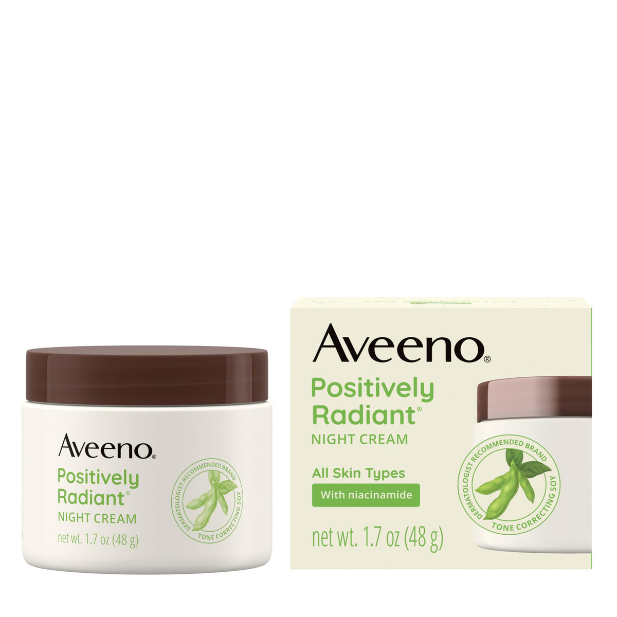Aveeno Positively Radiant Night Cream Moisturizer, 1.7 oz Aveeno