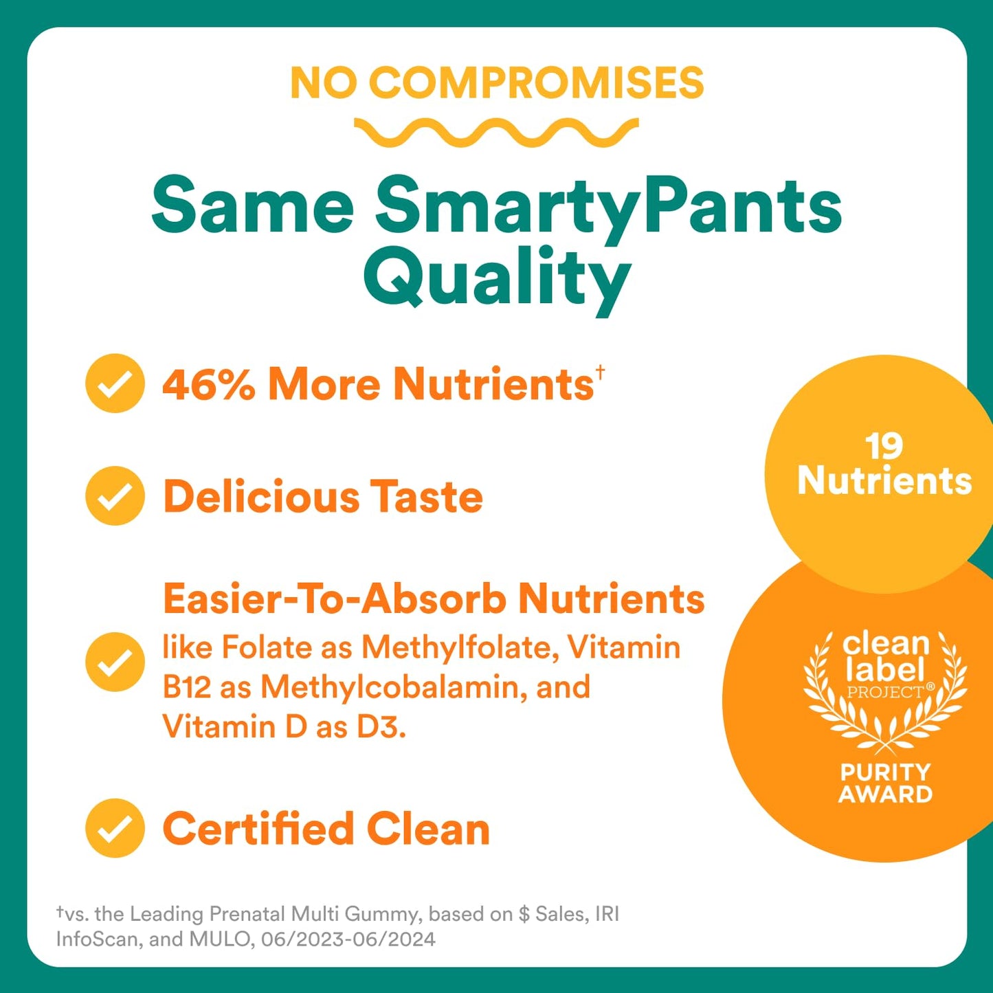 SmartyPants Prenatal Multivitamin Gummies with Omega 3 DHA/EPA, Methylfolate, Biotin, Vitamins D3, C, B12, B6, A, K, and Zinc, Gluten Free, Clean Label SmartyPants