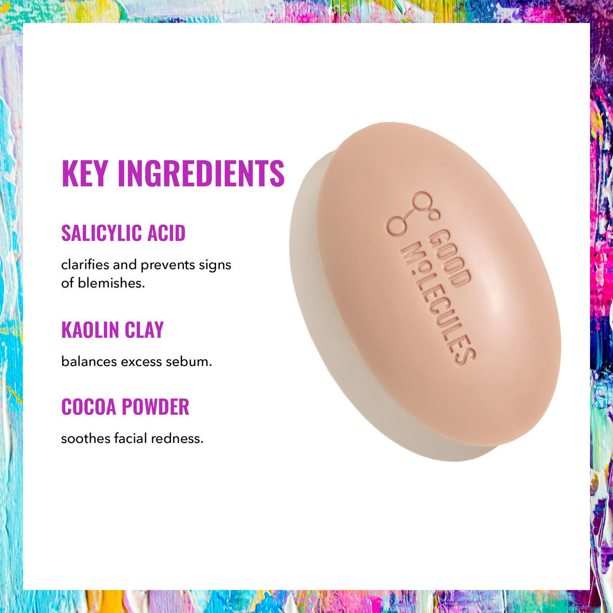 Good Molecules Clarify and Cleanse Bar, Salicylic Acid Bar Soap, 3.15 oz Good Molecules