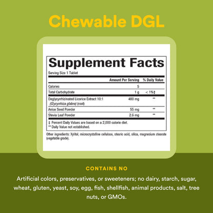Natural Factors DGL Chewable - Digestive Support Supplement with Licorice Root Extract - Chewable Tablets Support Stomach Lining & Health - Non-GMO & Gluten-Free Natural Factors