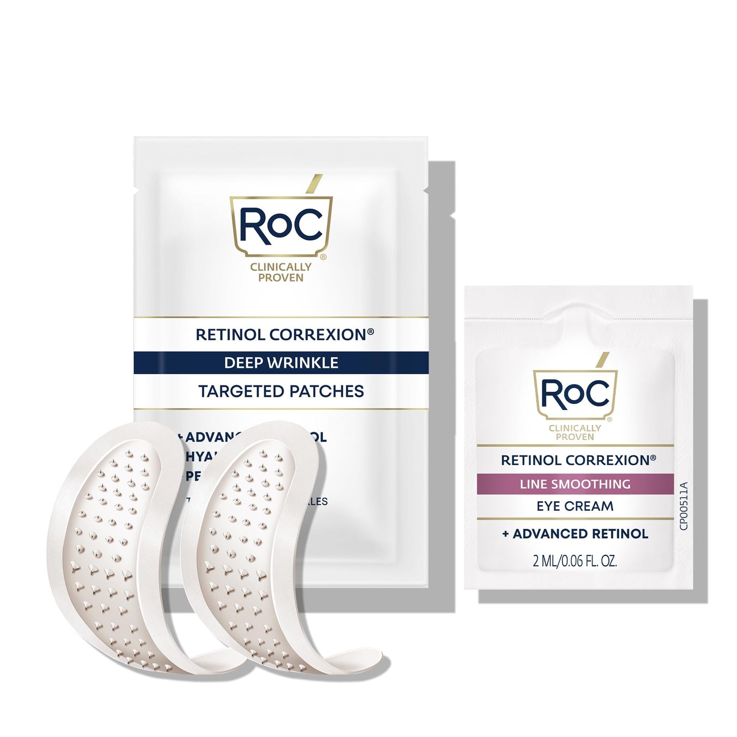 RoC Retinol Correxion Deep Wrinkle Non-Invasive Targeted Patches with Hyaluronic Acid + Firming Peptides for Forehead, 11 Lines RoC