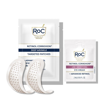 RoC Retinol Correxion Deep Wrinkle Non-Invasive Targeted Patches with Hyaluronic Acid + Firming Peptides for Forehead, 11 Lines RoC