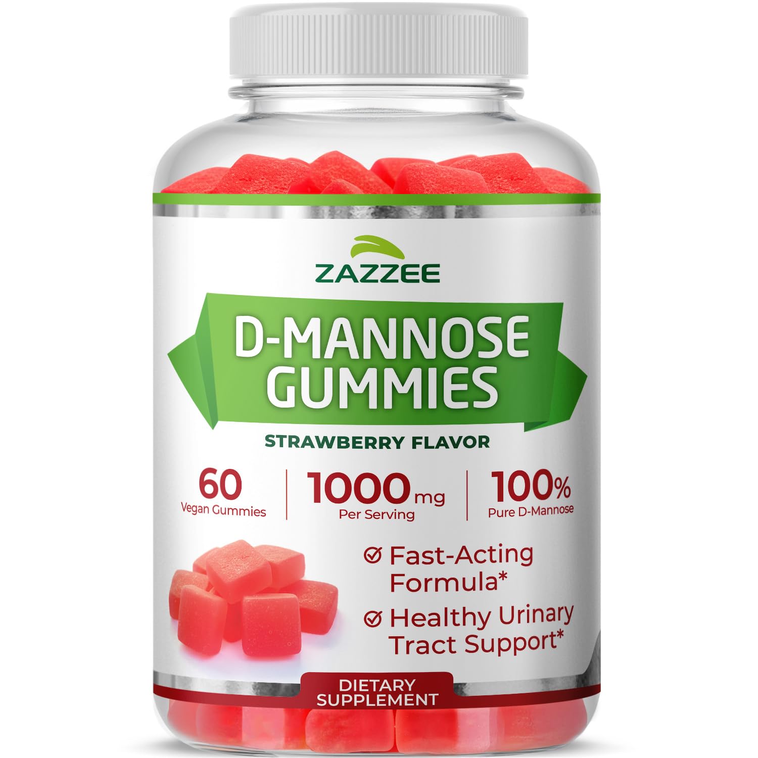 Zazzee D-Mannose, 1000 mg per Serving, 180 Vegan Capsules, 3 Month Supply | Potent & Fast-Acting, Certified Kosher, 100% Pure, All-Natural Urinary Tract Health Support, 100% Vegetarian, Non-GMO Gsupps Australia