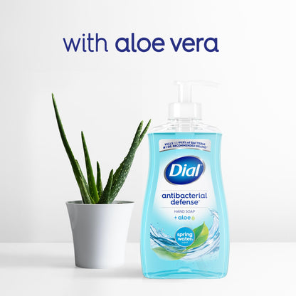 Dial Antibacterial Defense Liquid Hand Soap + Aloe, Spring Water Scent, 11 Fl Oz (Pack of 4), Dermatologist-Tested Hand Wash, Gentle Formula Dial