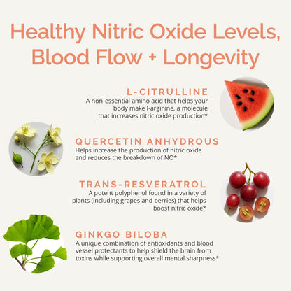 BRAINMD Advanced Blood Flow - 60 Vegan Capsules - Nitric Oxide Support for the Brain & Body - Gluten Free - 30 Servings | Nitric Oxide Support for Brain & Body, Gluten Free
