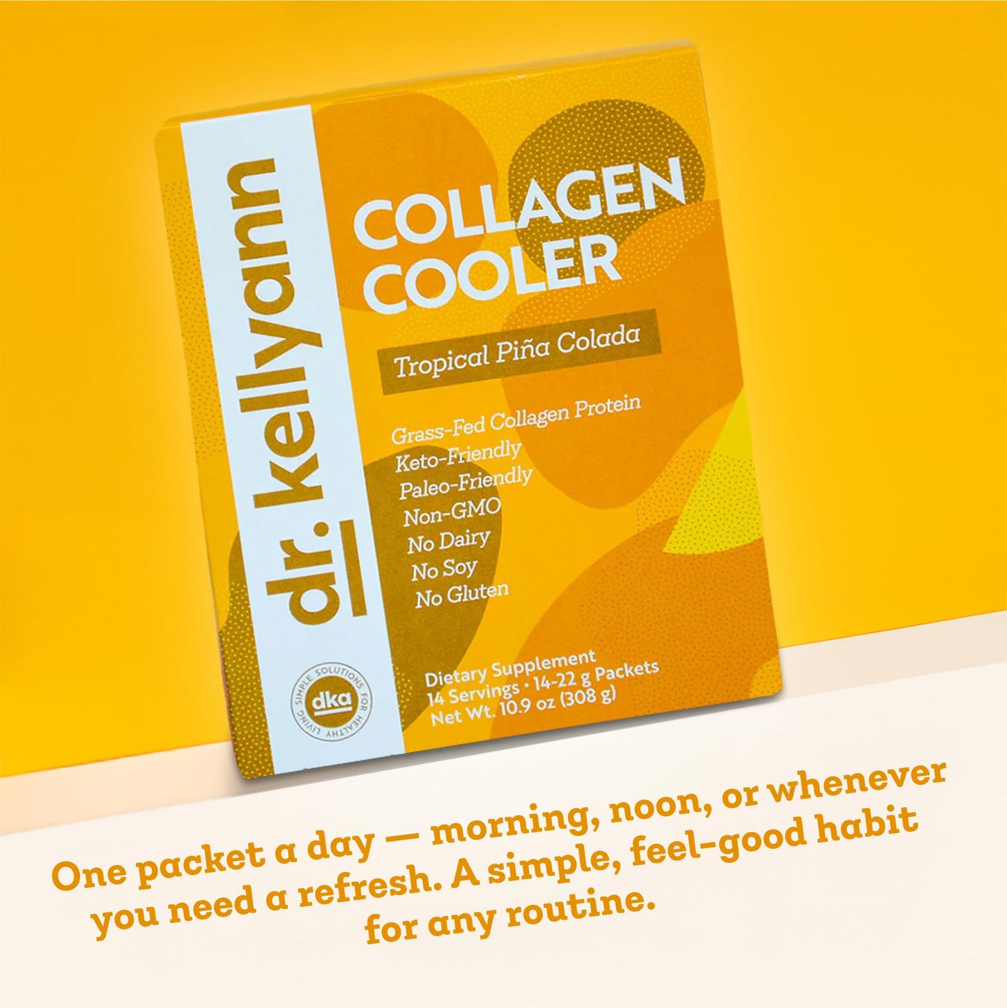 Dr. Kellyann Collagen Cooler – Tropical Pina Colada | 15g Grass-Fed Collagen Protein per Serving | Keto & Paleo Friendly, Dr. Kellyann