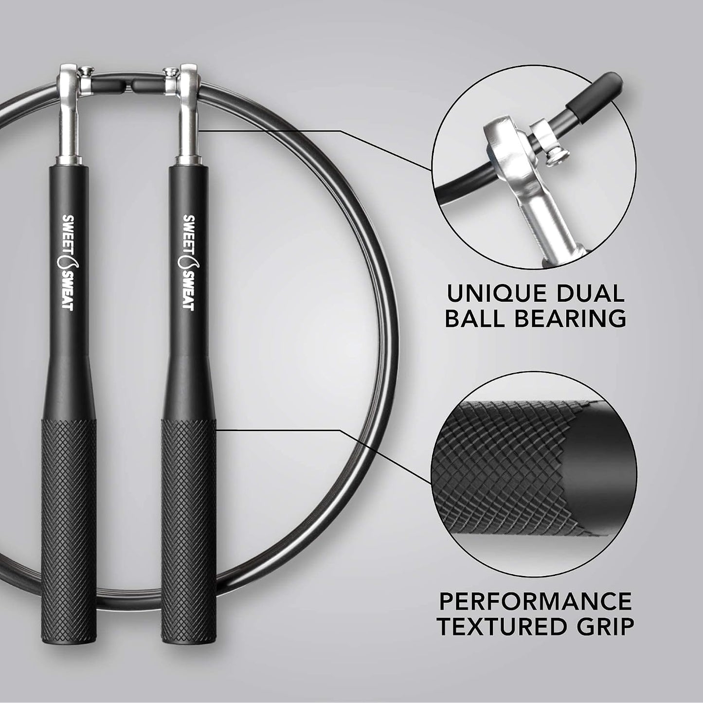 Sweet Sweat Performance Jump Rope ~ 10ft Adjustable Length Rope for Fitness and Speed Training ~ Includes Mesh Cary Bag & Bonus Rope Gsupps Australia