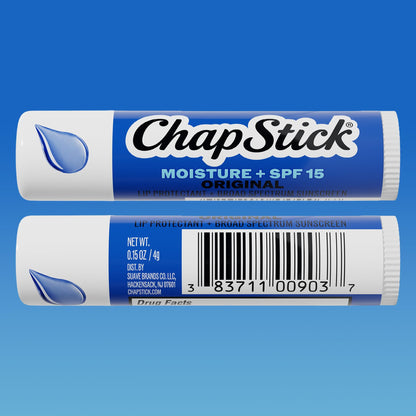 ChapStick Moisture + SPF 15 Bulk Lip Balm Sunscreen 12-Pack, 0.15 Oz Ea ChapStick