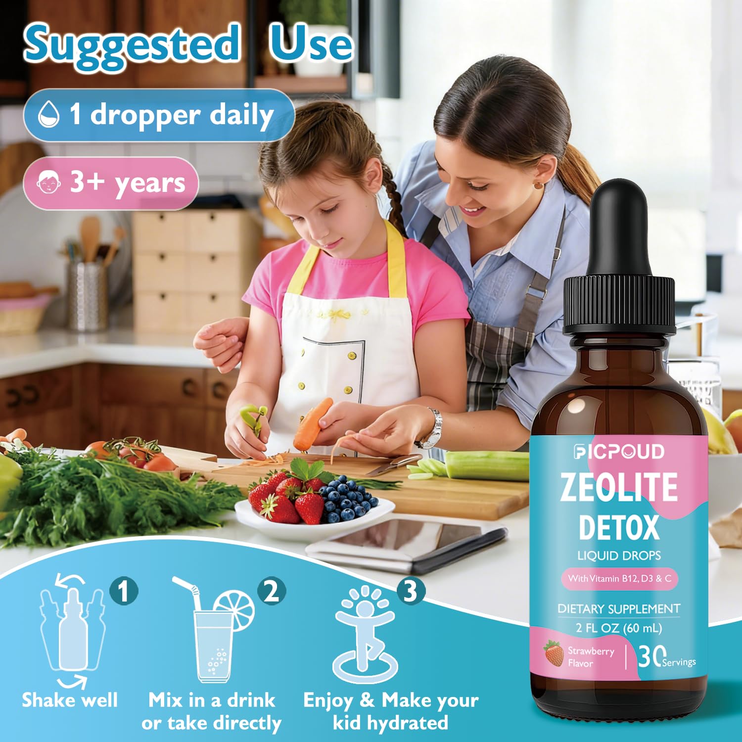 Ficpoud Zeolite Detox for Kids & Adults – Pure Zeolite clinoptilolite Liquid Drops with Vitamin B12, C & D3 – Gentle Daily Cleanse for Gut, Immune, Energy & Speech Support, Strawberry Flavor, 2 Fl Oz Ficpoud buy australia supplements
