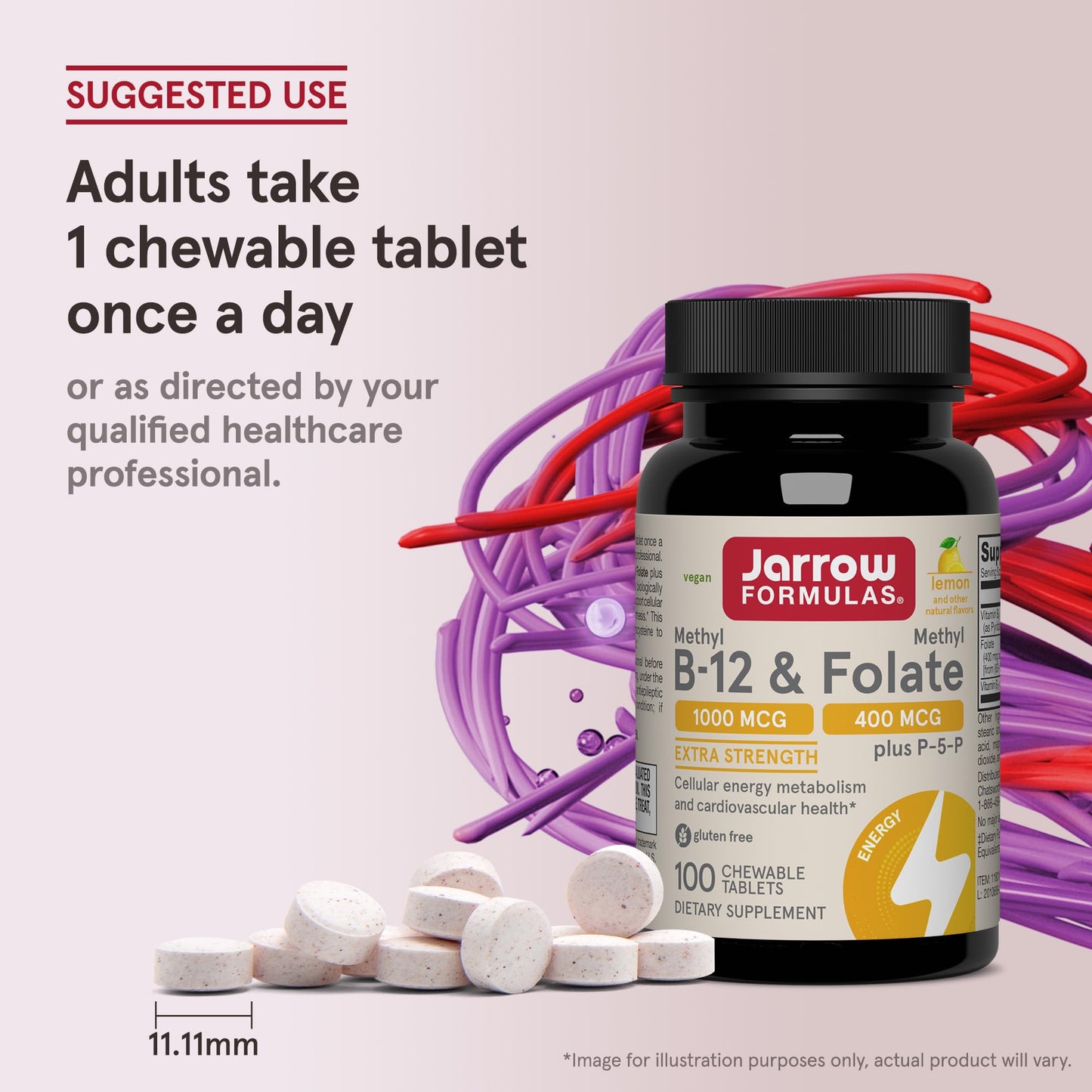 Jarrow Formulas Methyl B-12 & Methyl Folate, Bioactive Vitamin B9 & Vitamin B12 Supplement, Supports Cellular Energy Production, Healthy Brain Function & Metabolism Jarrow Formulas