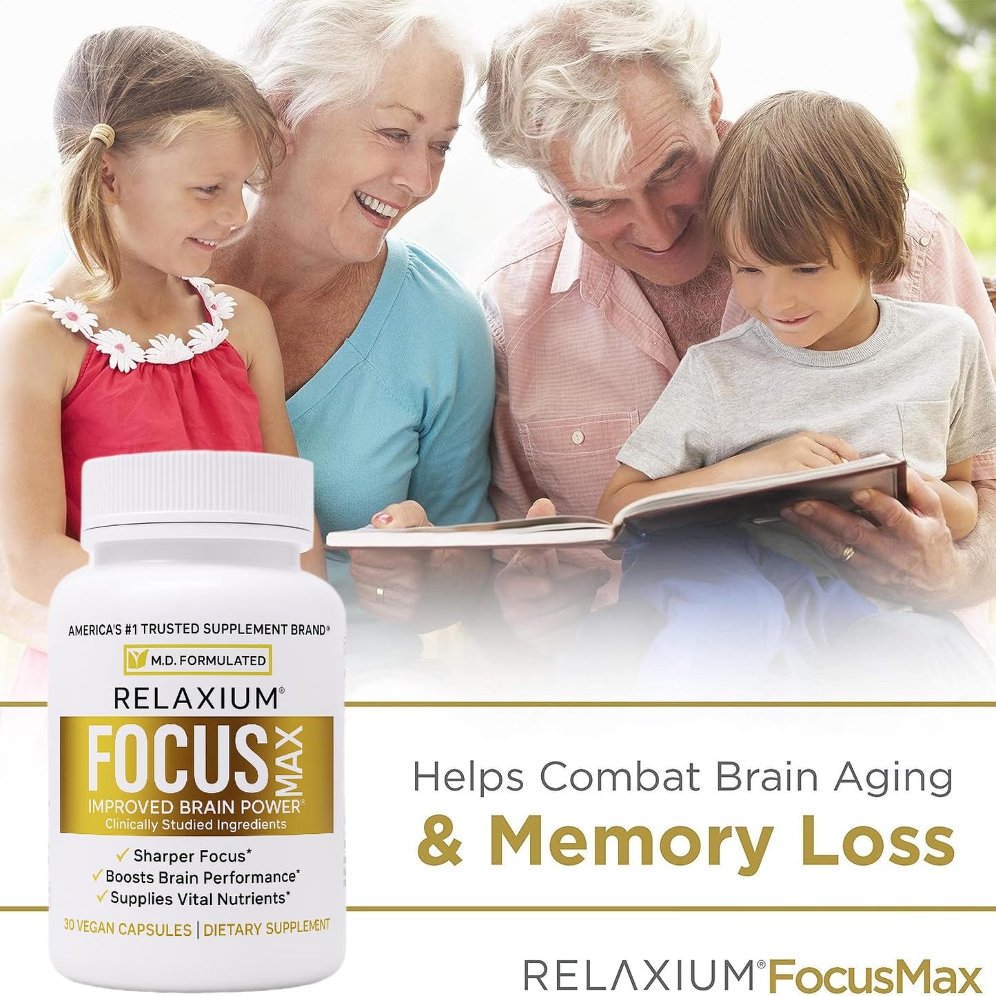 Relaxium FocusMax, Brain & Focus Health Supplement, Mental Clarity Support, Proven Concentration, Focus, Memory, Relaxium