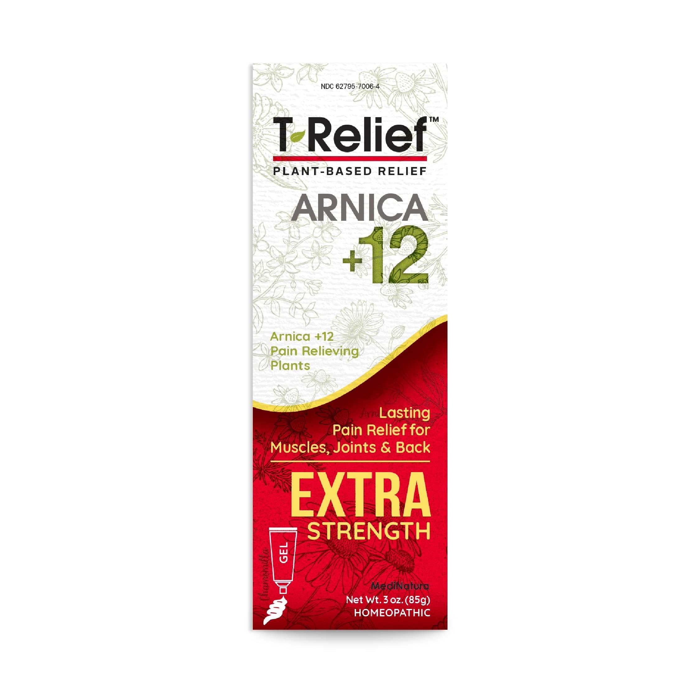 MediNatura T-Relief Extra Strength Gel Arnica +12 Natural Relieving Actives for Back Pain Joint Soreness Muscle Aches & Stiffness Whole Body Fast Acting Relief for Women & Men - 3 oz MediNatura buy australia supplements