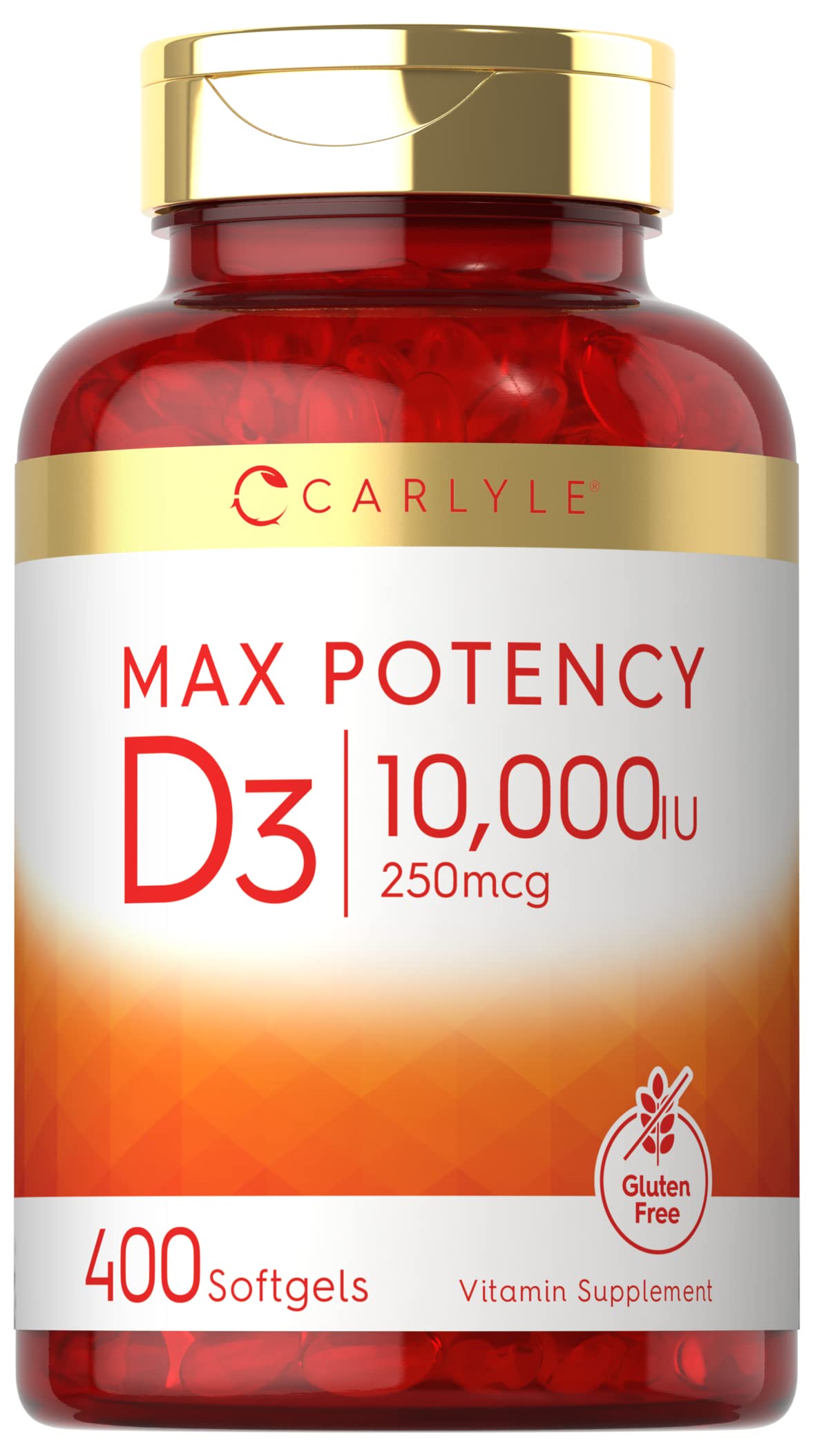 Carlyle Vitamin D 10000 IU 400 Softgels | Value Size | Max Potency | Non-GMO, Gluten Free Supplement Carlyle
