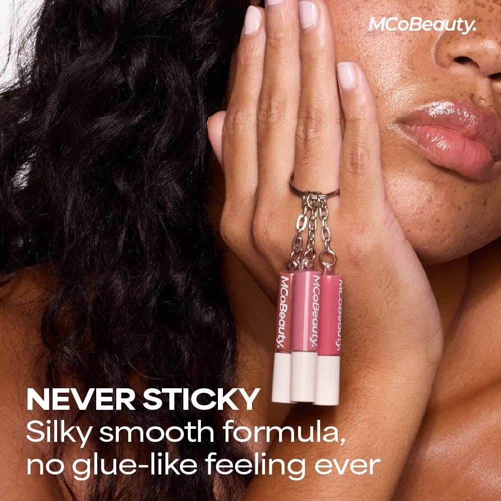 MCoBeauty Lip Gloss Trio - Keychain Lip Gloss Set of 3 Mini Glosses MCoBeauty
