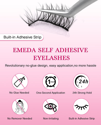 EMEDA Self Adhesive Lashes Natural Eye Pre Glued Eyelashes No Glue Needed EMEDA