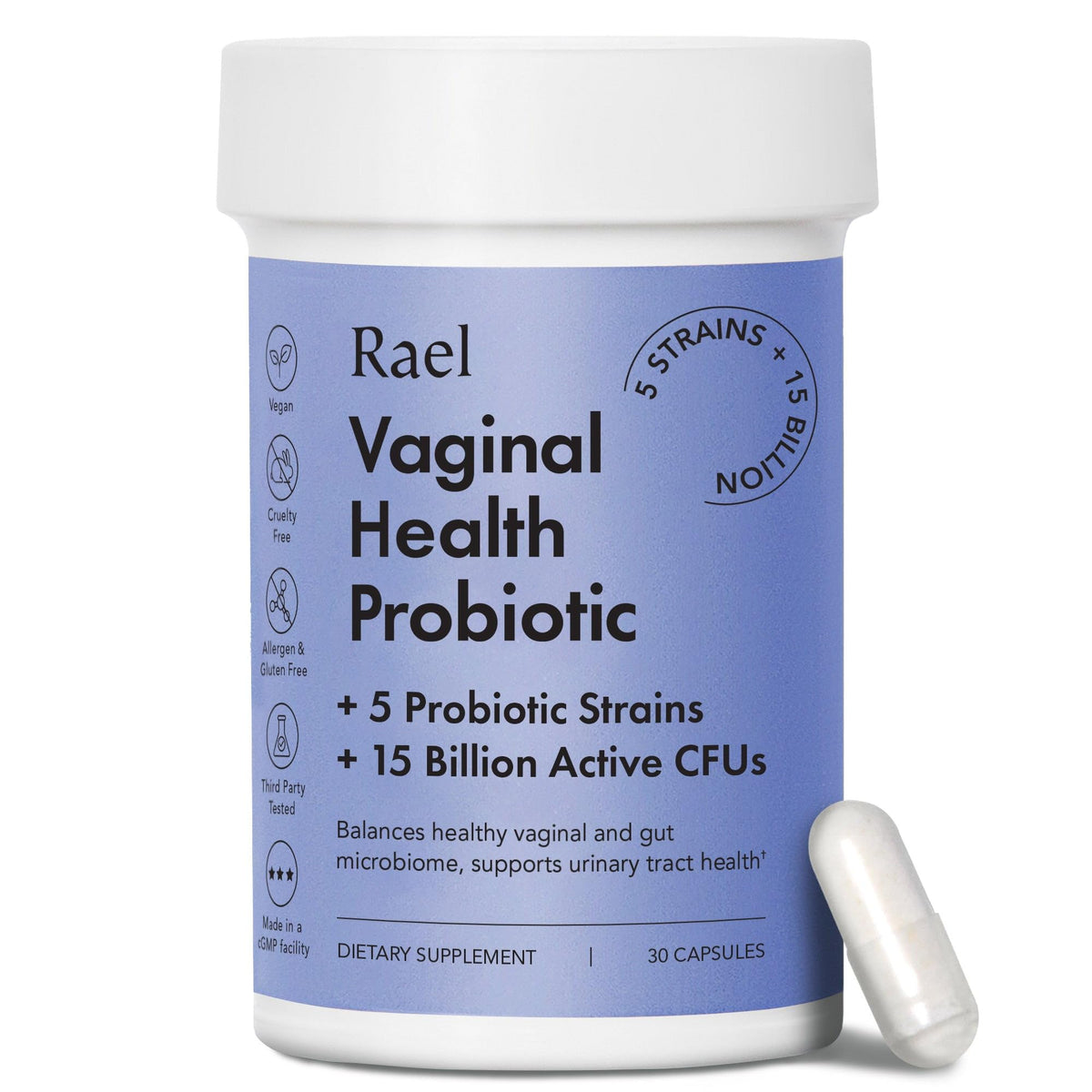 Rael Probiotics for Women - pH Balance Supplement with Prebiotics, Vaginal Immune Health (30 Servings) Rael