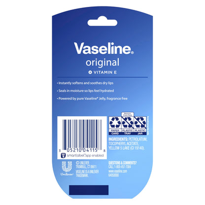 Vaseline Lip Therapy Original Mini Lip Balm, Hydrating Dry Lips 0.5oz 2ct Vaseline