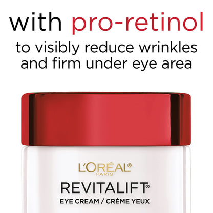 L'Oreal Paris Skincare Revitalift Anti-Wrinkle and Firming Eye Cream with Pro Retinol, Treatment to Reduce Dark Circles, Fragrance Free, 0.5 oz. L'Oreal Paris