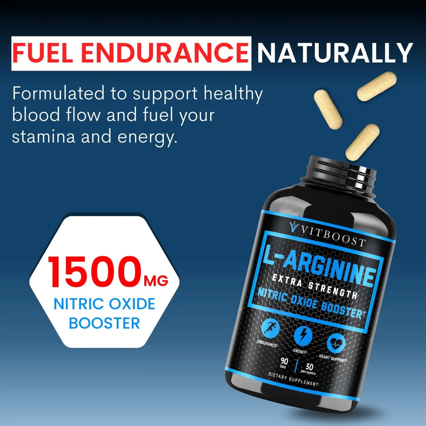 L Arginine Capsules with L-Citrulline 1500mg - Nitric Oxide Booster for Stamina, Muscle, Energy & Vascularity - L-Arginine and Essential Amino Supplement for Extra Strength VITBOOST