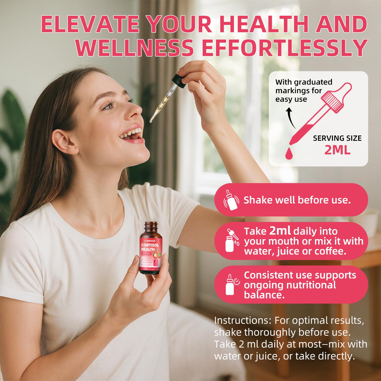 GZ HAOYUAN Cortisol Supplement Liquid Drops for Women and Men with Magnesium, Ashwagandha, L-theanine, Phosphatidylserine for Lower Cortisol, Calm, Mood, Sleep Support - 2 FL.OZ, Strawberry GZ HAOYUAN buy australia supplements