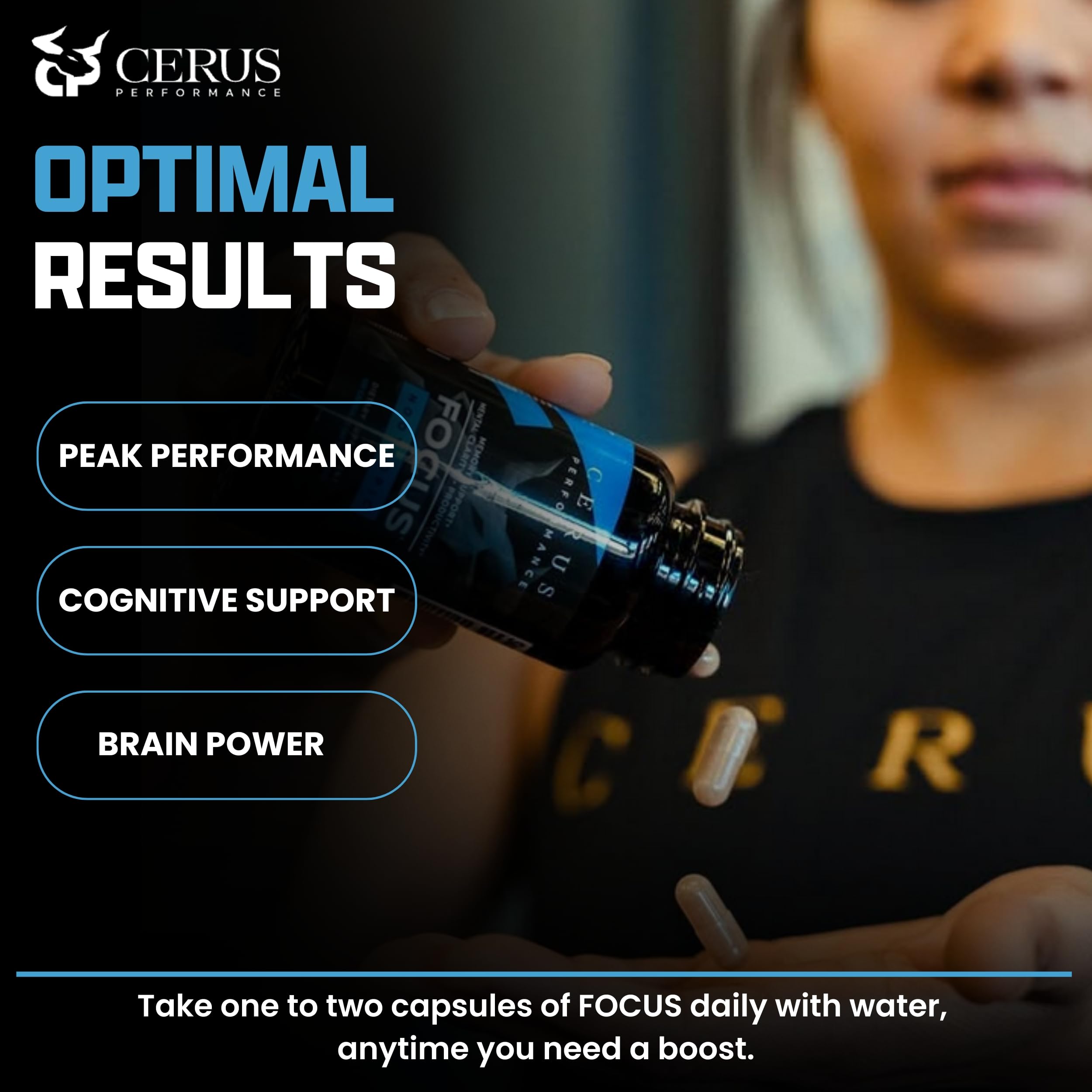 Cerus Performance Focus Nootropic Supplement - Enhances Mental Clarity, Boosts Memory & Cognitive Function, Improves Alertness - Ideal for Athletes & Fitness Enthusiasts - 60 Capsules Cerus buy australia supplements