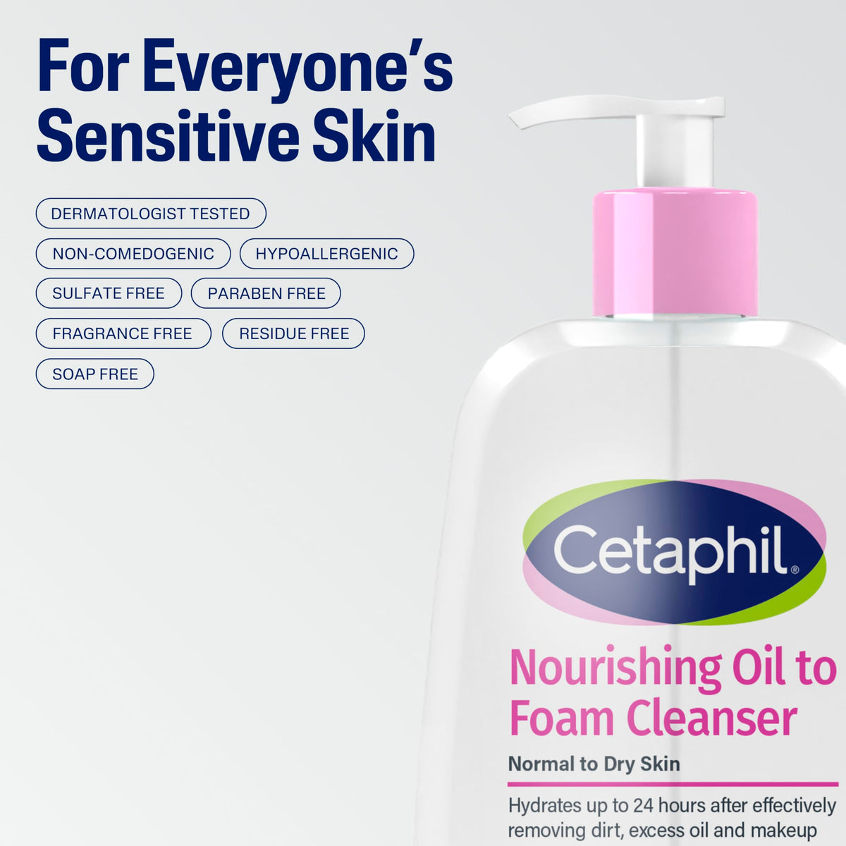 Cetaphil Nourishing Oil to Foam Facial Cleanser, Dry Skin, 8oz Cetaphil