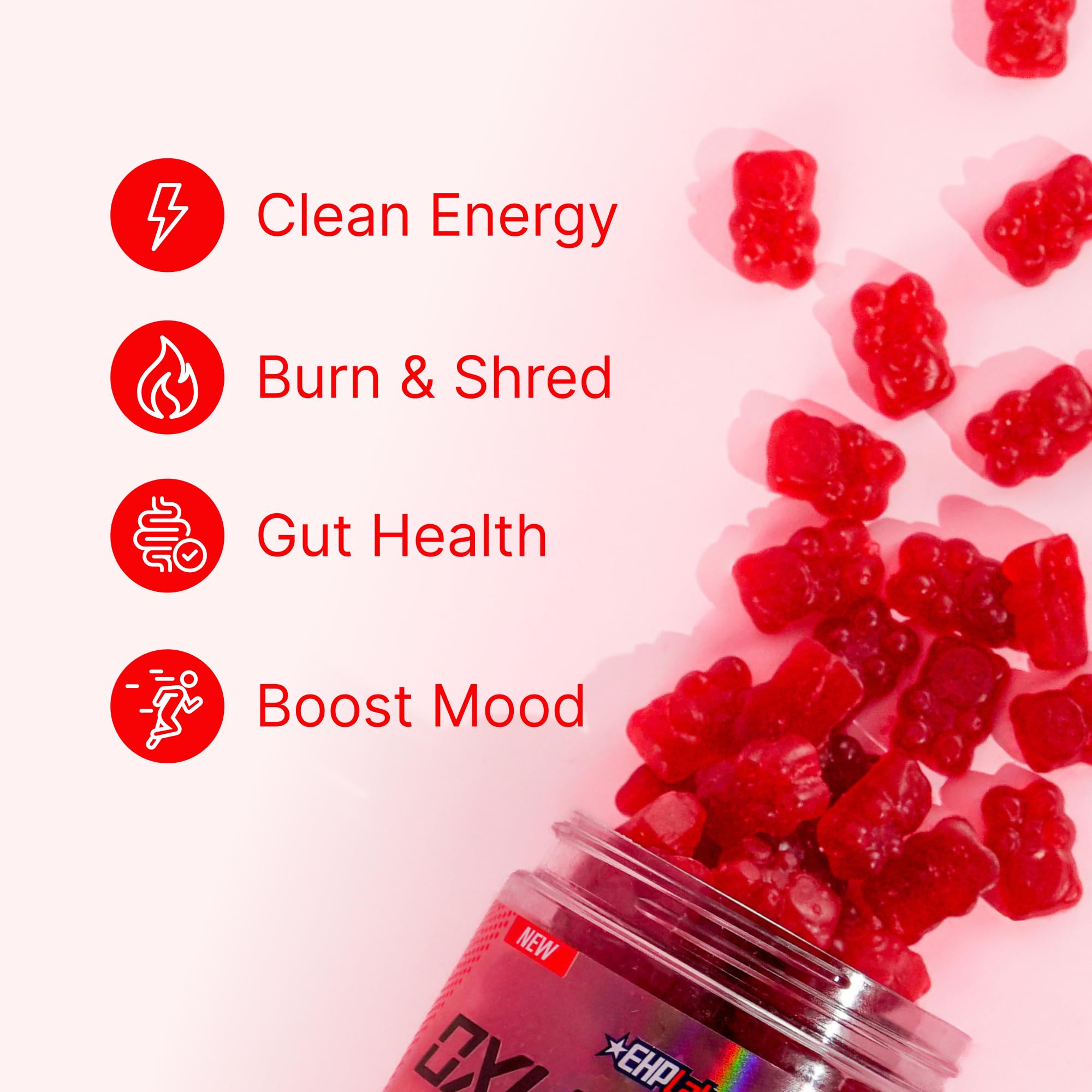 EHP Labs OxyShred Gummies - Pre Workout Gummies & Energy Chews with 100mg Caffeine, L-Carnitine for Thermo & Metabolic Support, All Natural Energy Boost EHP Labs buy australia supplements